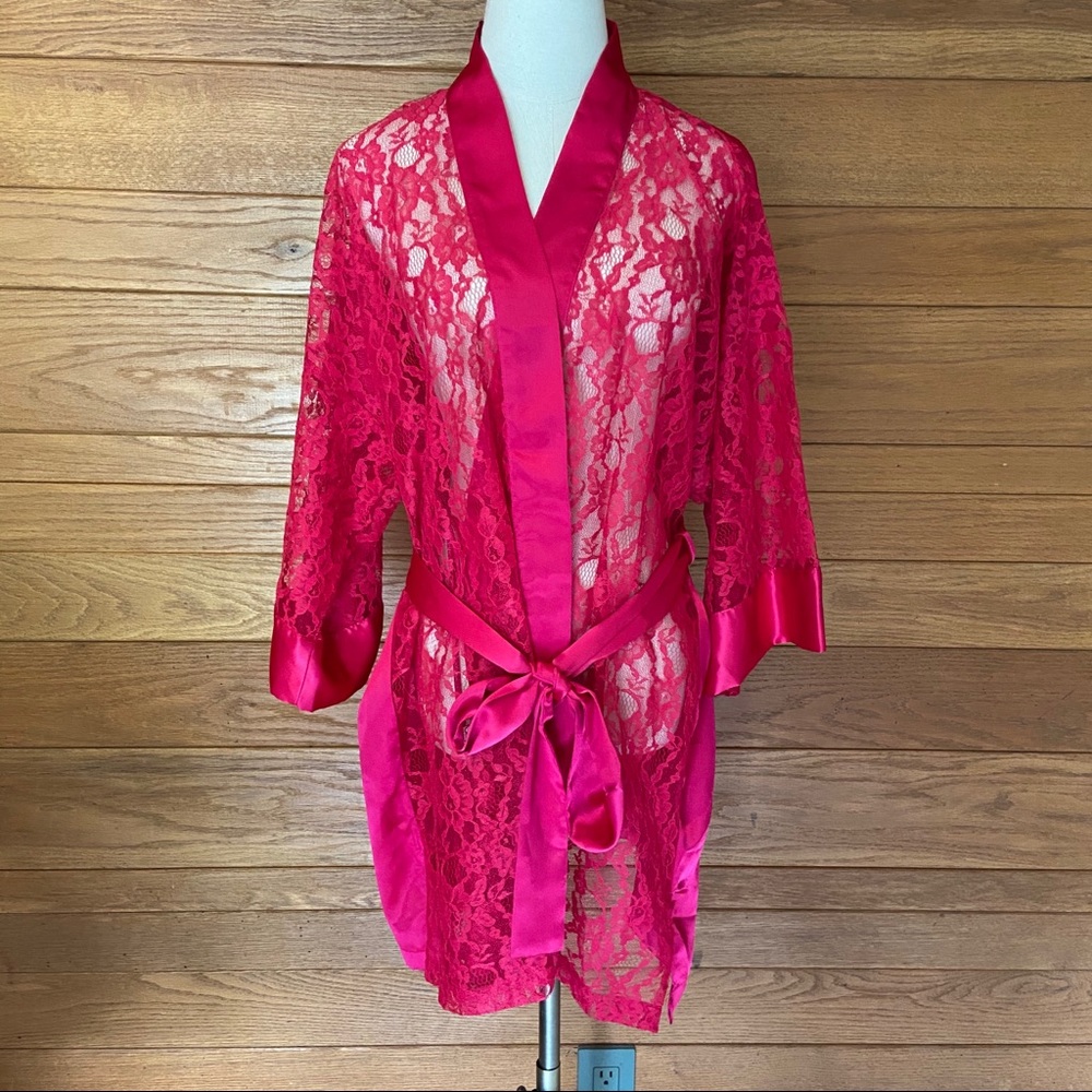Vintage Victoria's Secret hot pink lace robe